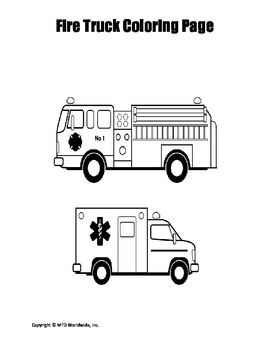 Fire truck coloring page by lesson machine tpt