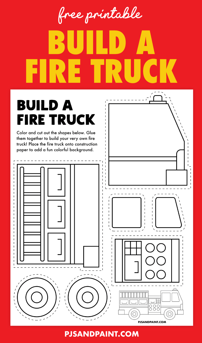 Free printable build a fire truck craft