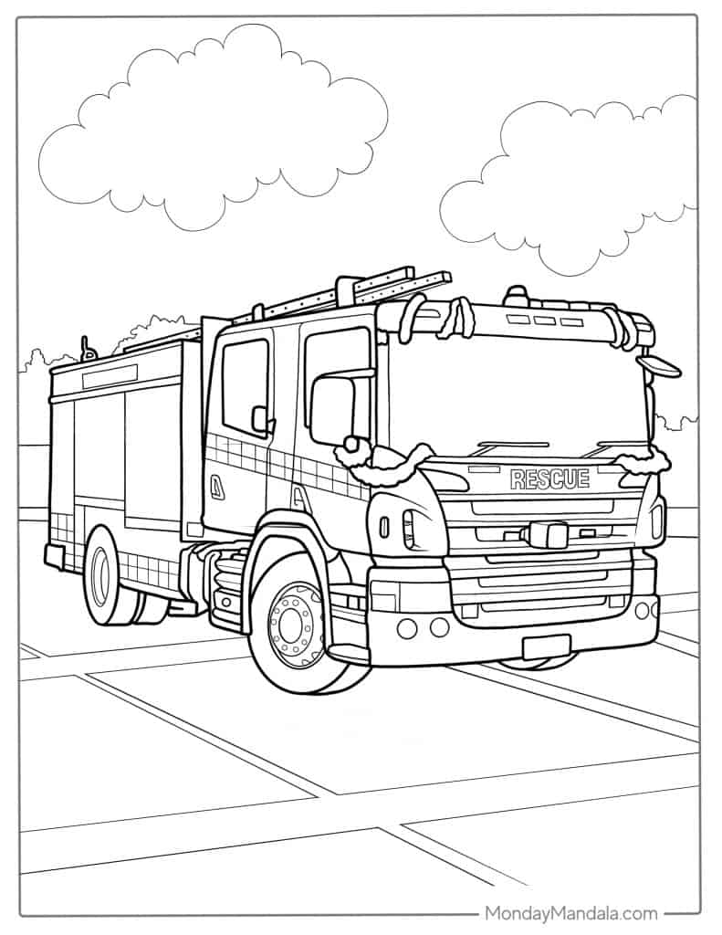 Fire truck coloring pages free pdf printables