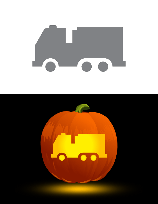 Printable simple fire truck pumpkin stencil