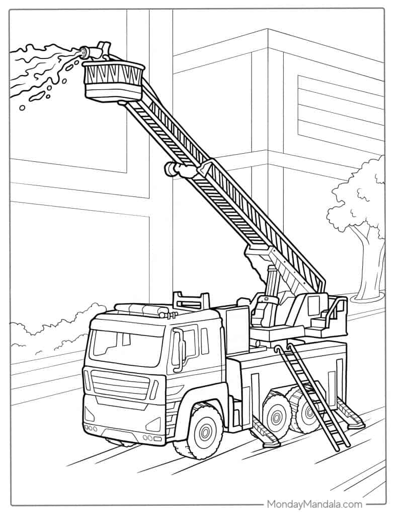 Fire truck coloring pages free pdf printables