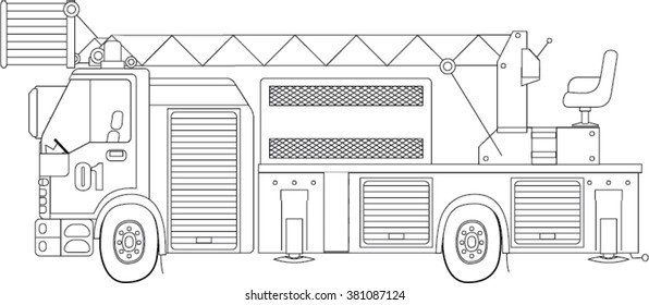 Fire truck coloring page line vector stock vector royalty free