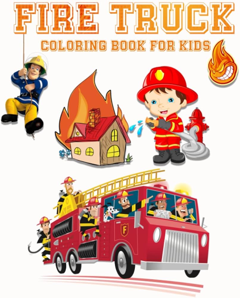 Fire truck coloring book for kids ages