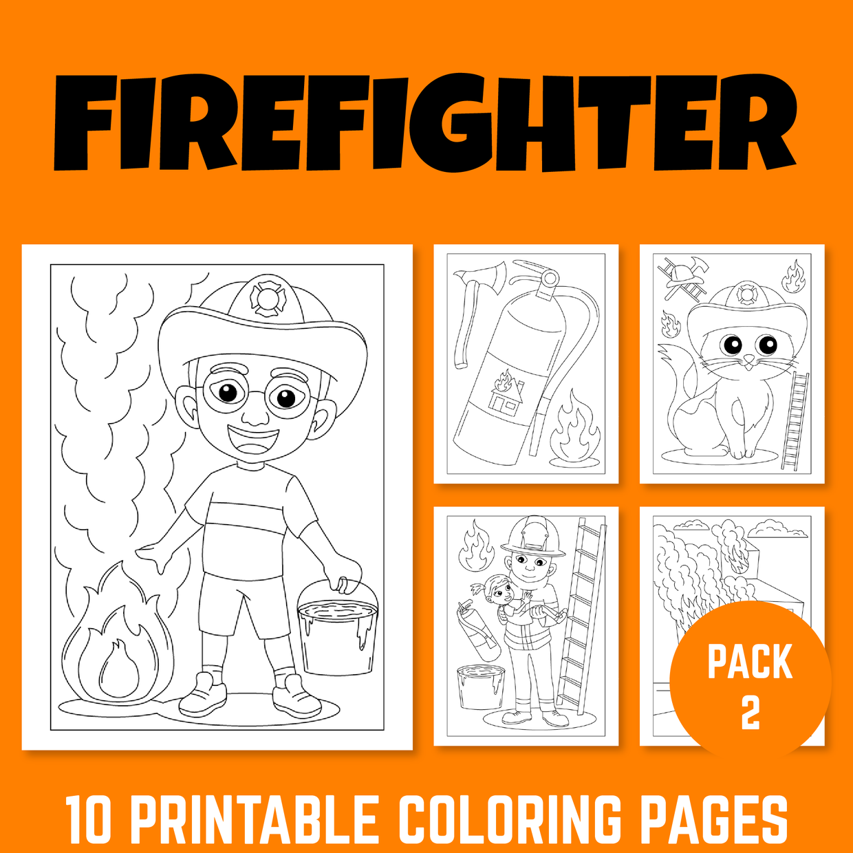 Firefighter rescue coloring pack for career explorati