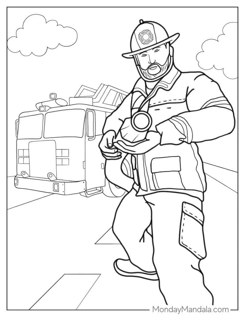 Firefighter coloring pages free pdf printables
