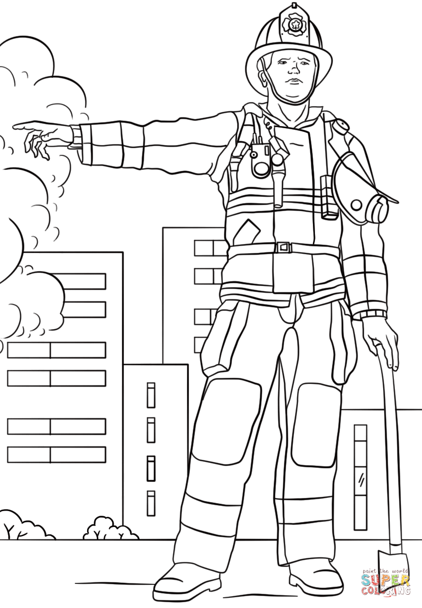 Firefighter coloring page free printable coloring pages