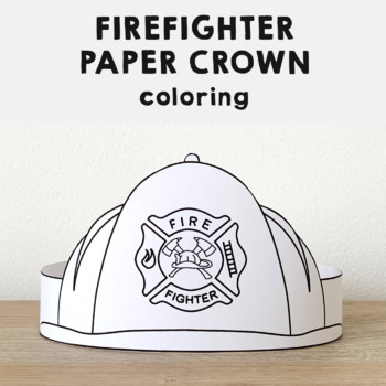 Firefighter helmet paper crown printable coloring craft activity for kids