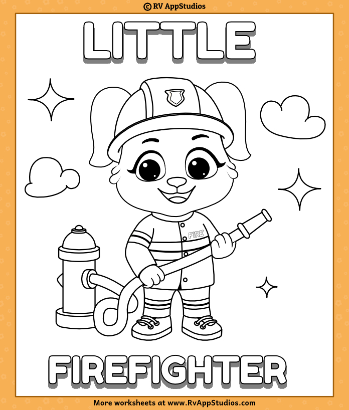 Fire fighter coloring pages for kids