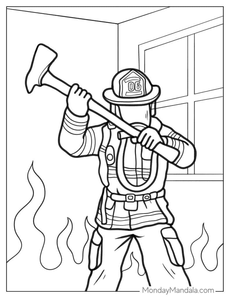 Firefighter coloring pages free pdf printables