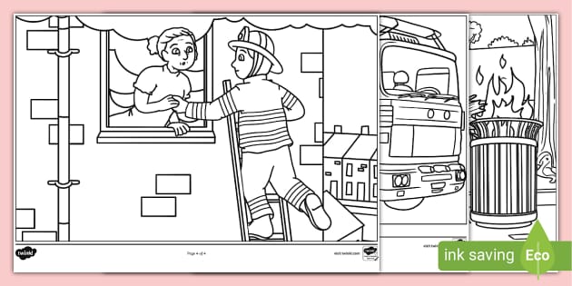 Firefighter colouring sheets teacher made