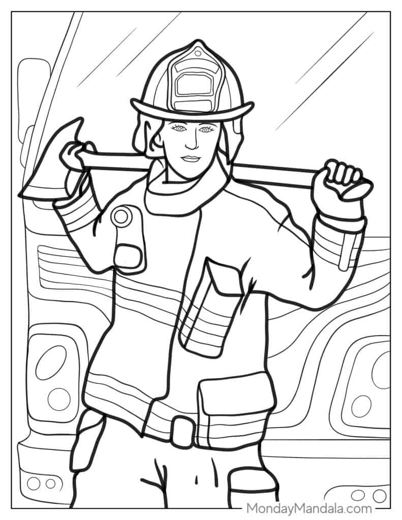 Firefighter coloring pages free pdf printables