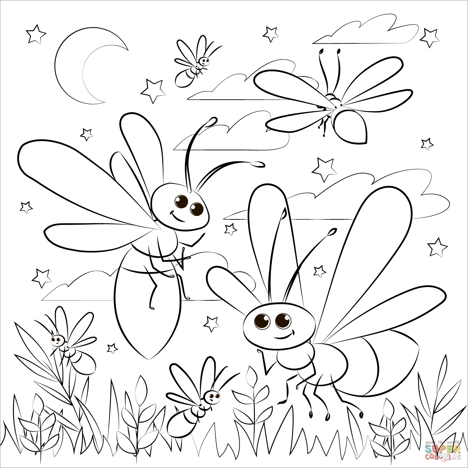 Firefly coloring page free printable coloring pages