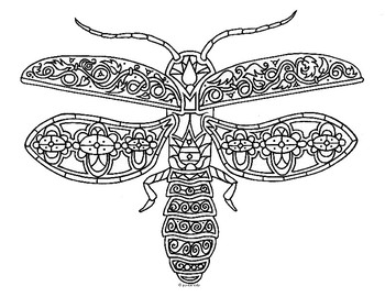 Lightning bug firefly insect zentangle coloring page by pamela kennedy