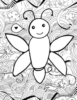 Doodle coloring pages fireflies by art is basic tpt