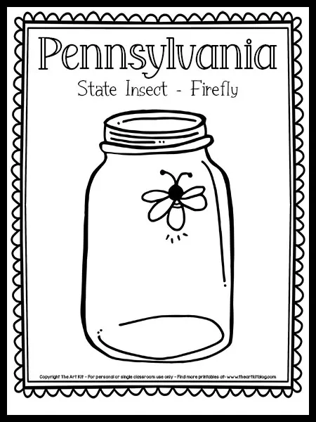 Pennsylvania state insect coloring page firefly free printable â the art kit