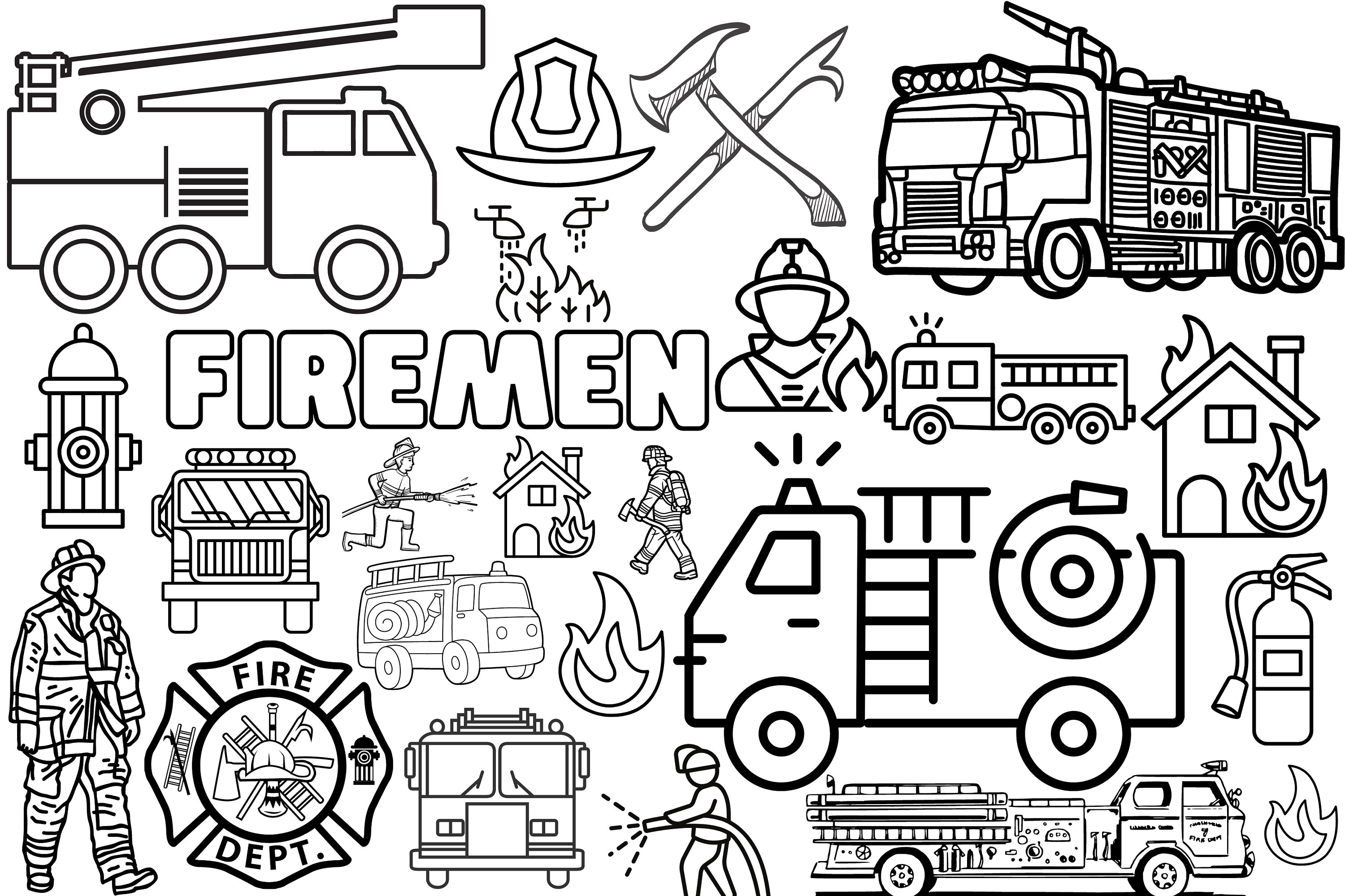 Huge fireman coloring poster for kids adults great for family time girls boys arts and crafts senior care facilities schools