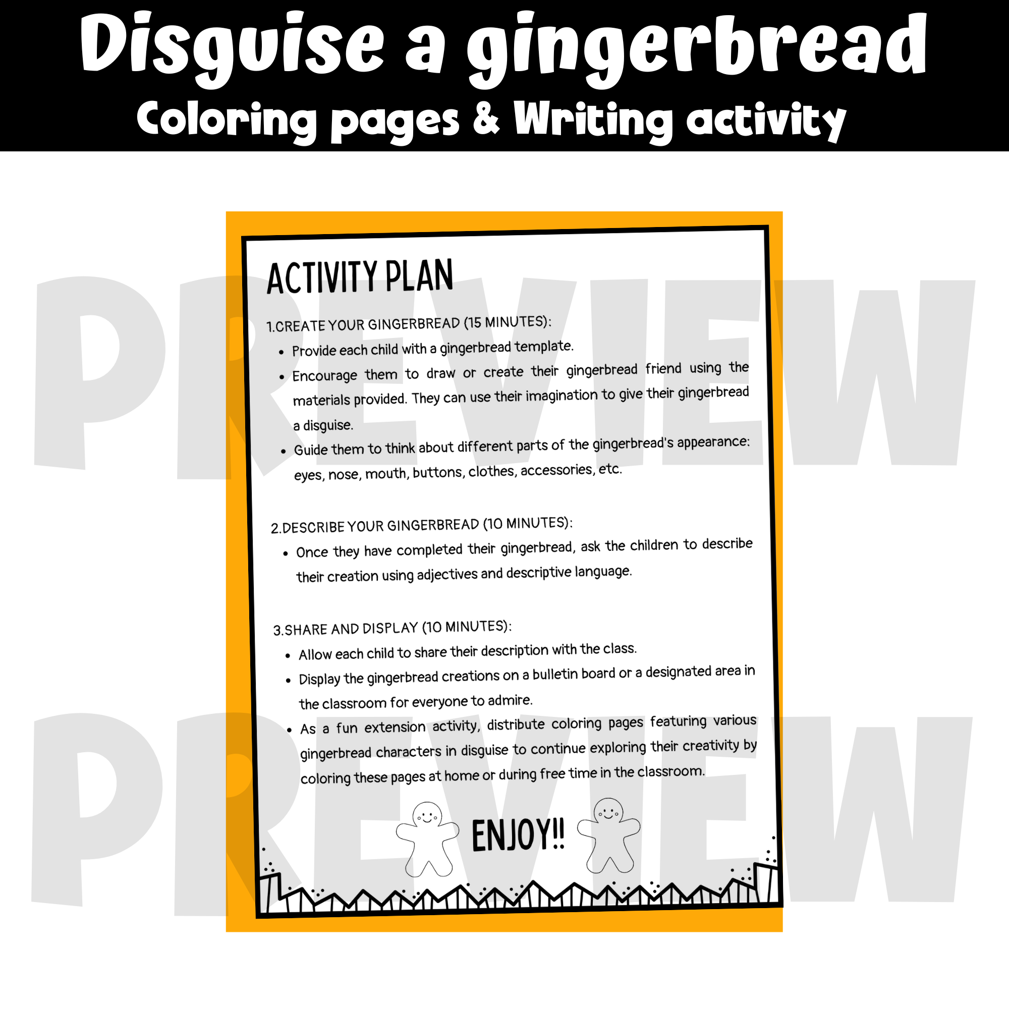 Disguise a gingerbread man project coloring pages writing activity templates made by teachers