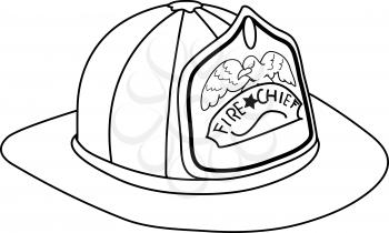 Clip art illustration of a toy fire chief hat coloring page