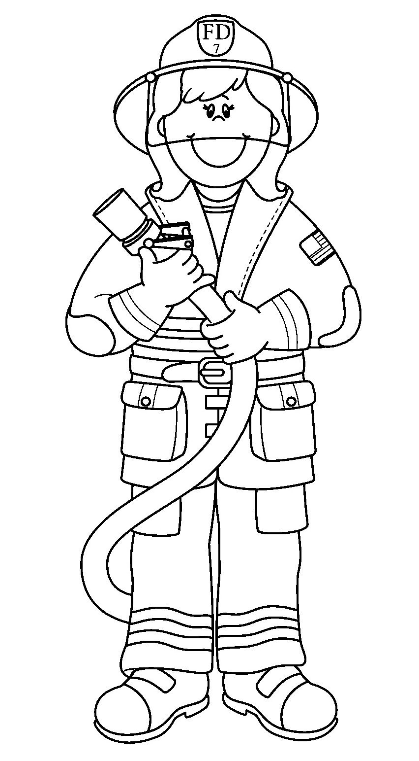 Printable firefighter coloring pages coloring me firefighter clipart female firefighter firefighter crafts