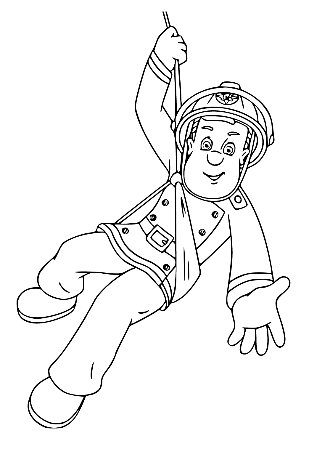 Free printable fireman sam rescuer coloring page for adults and kids