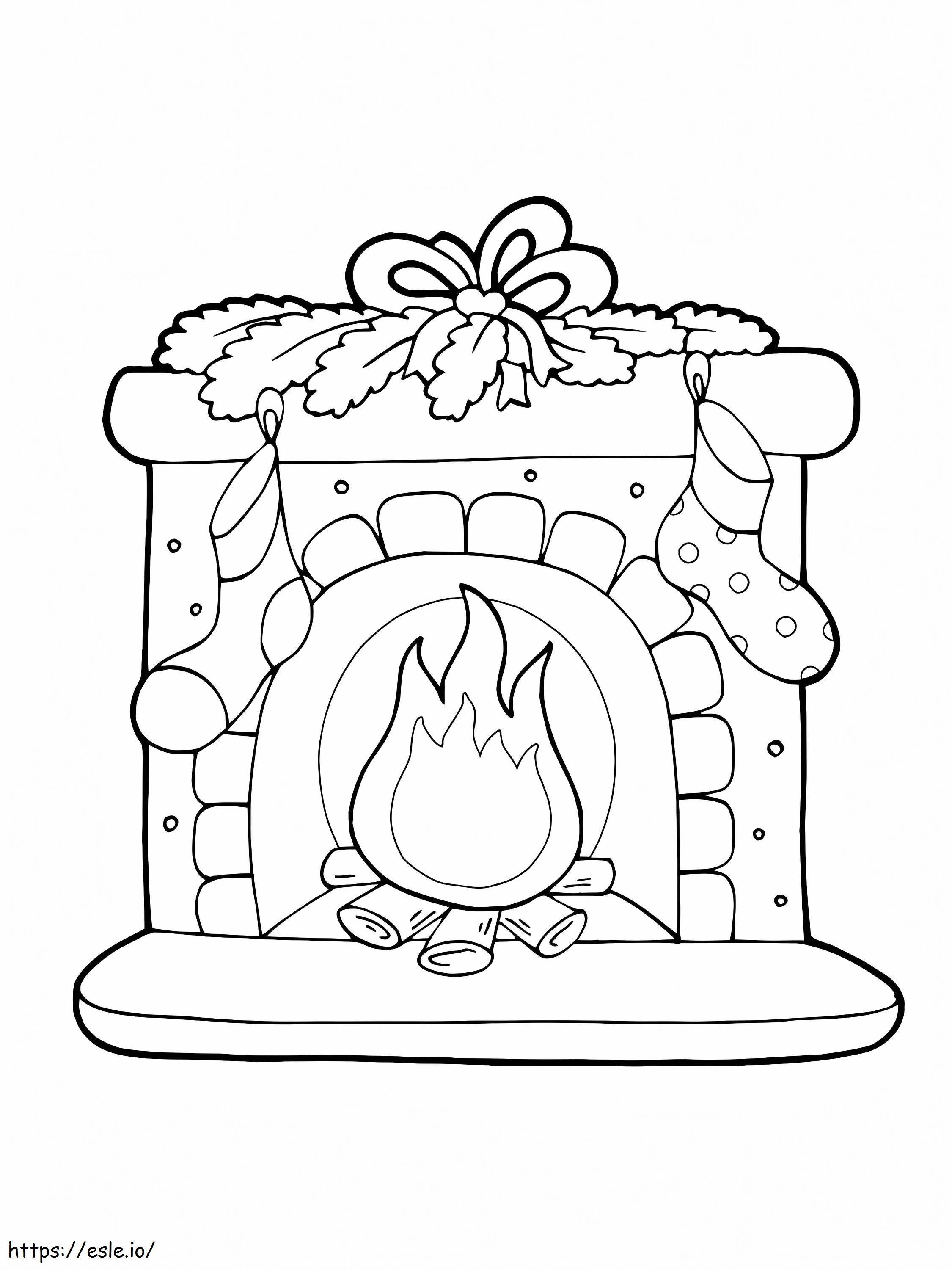 Free printable fireplace coloring page