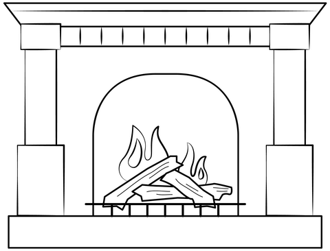 Fireplace coloring page free printable coloring pages