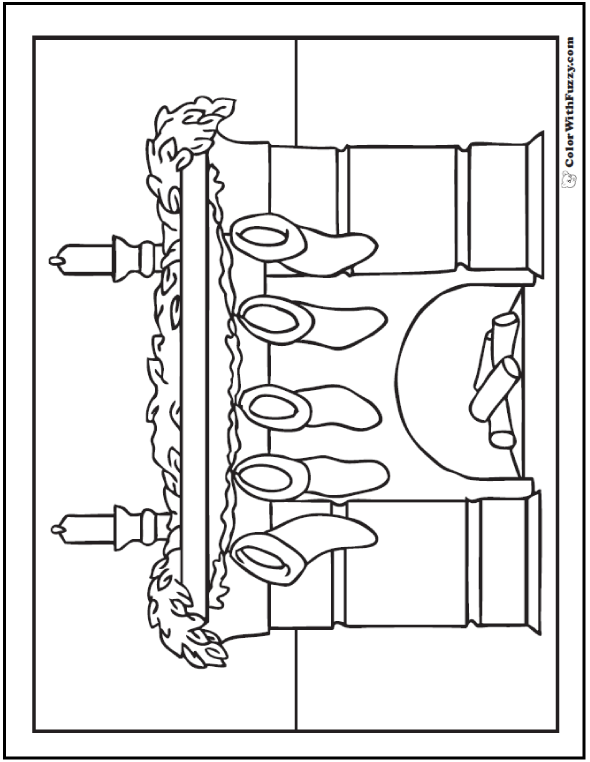 Christmas stockings coloring page