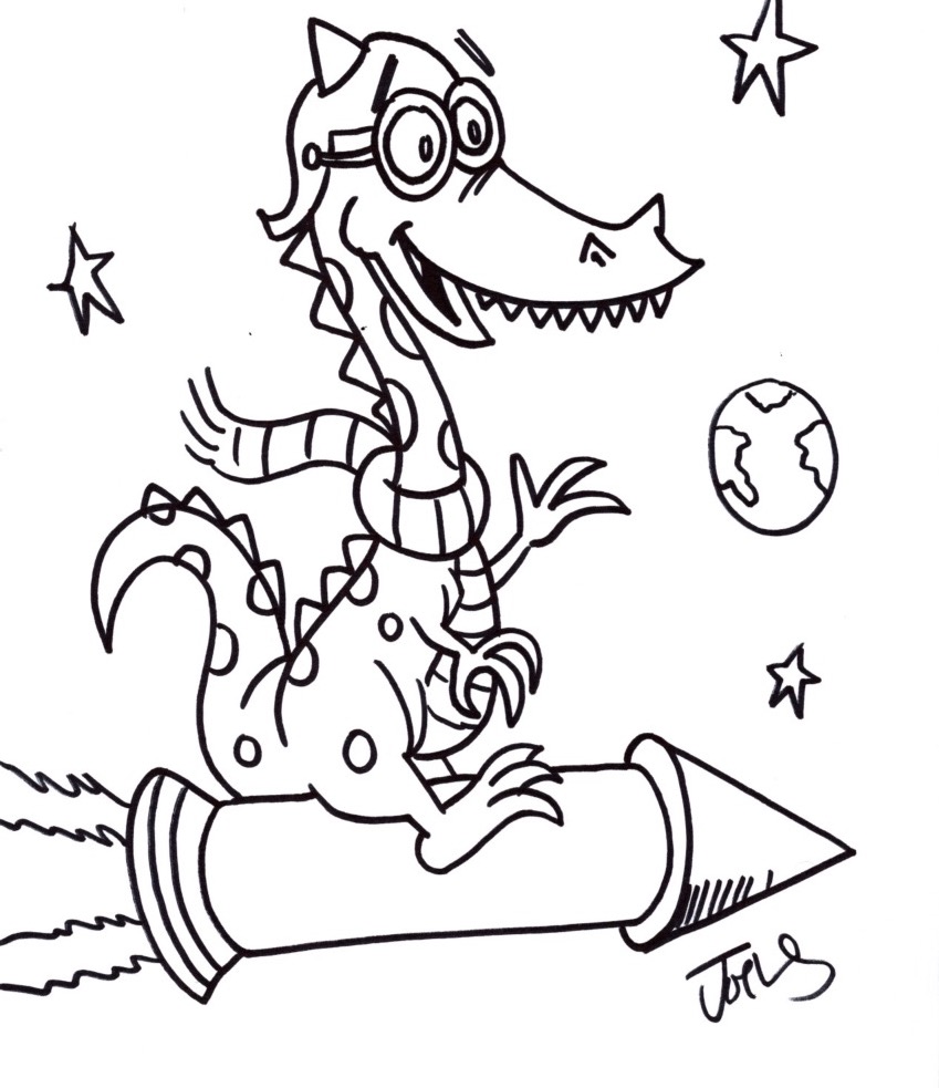 Dragon rocket launch coloring sheet â