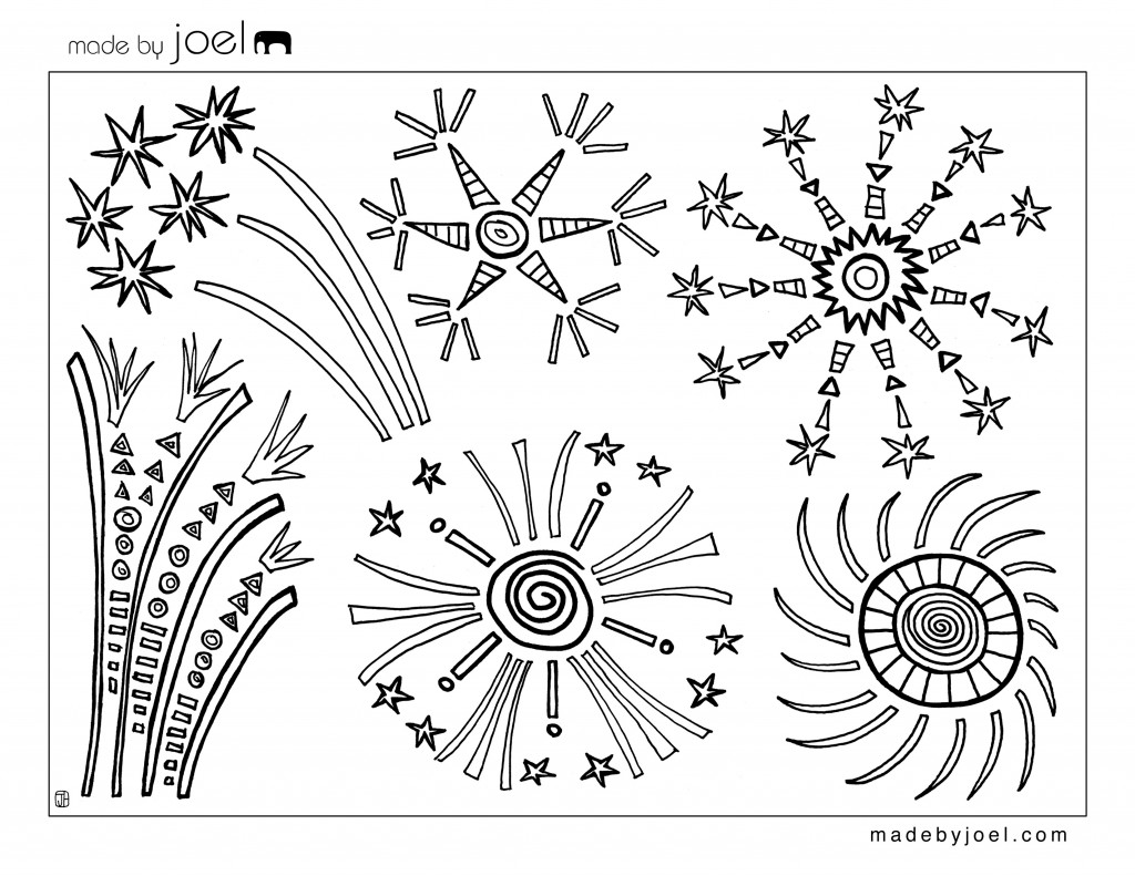 Th of july fireworks coloring sheet â made by joel