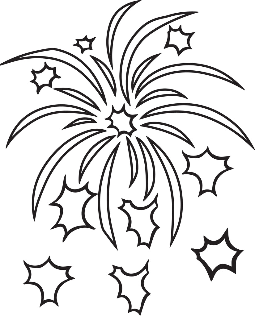 Printable fireworks coloring page for kids â