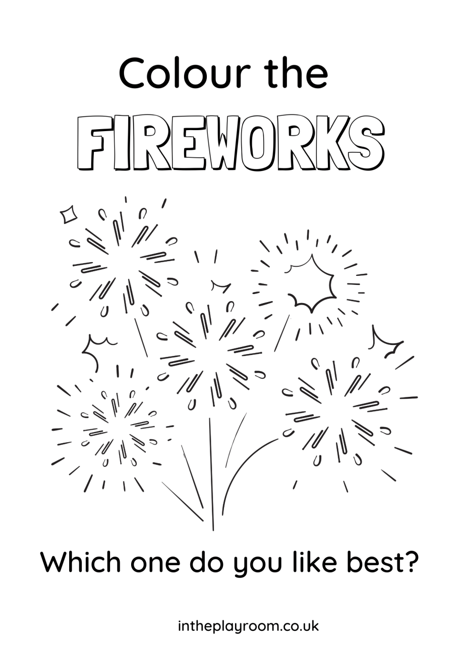 Free printable fireworks louring pages for kids