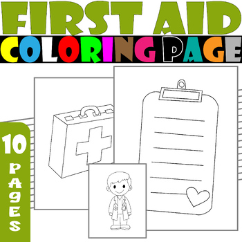 First aid coloring pages for kids first aid coloring sheets tpt