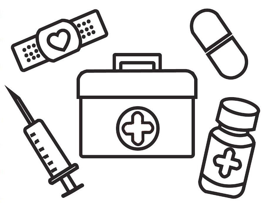 Medical kit and first aid coloring page imagen de botiquin doctor para colorear botiquin primeros auxilios