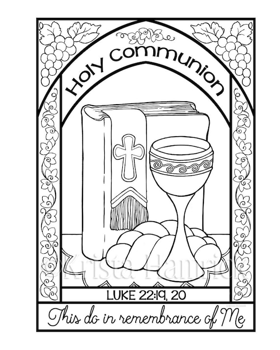 Holy munion coloring page in two sizes x bible journaling tip