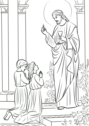 Boy and girl first munion coloring page free printable coloring pages