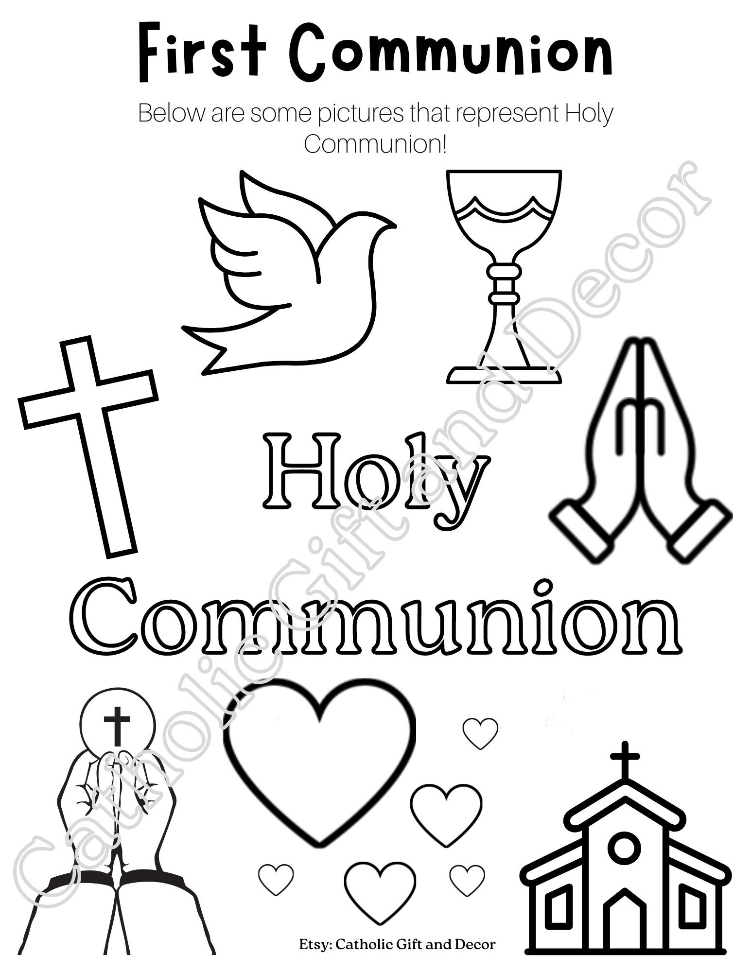 Printable catholic first munion coloring page st munion worksheet st holy munion first holy munion instant download pdf download now