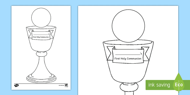 First communion chalice and name colouring page