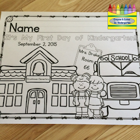 Crayons cuties in kindergarten first day of school coloring page