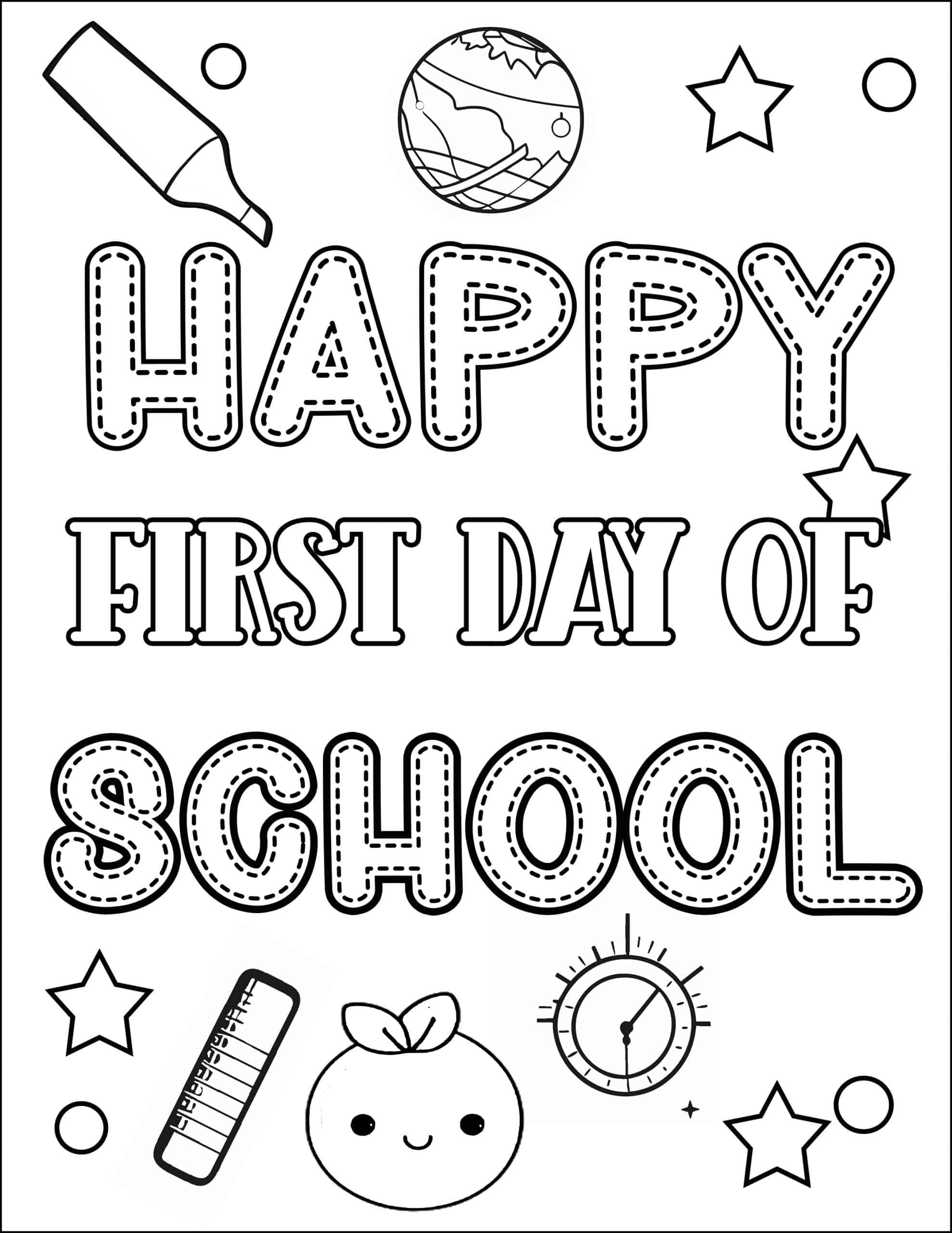 Free back to school coloring pages for