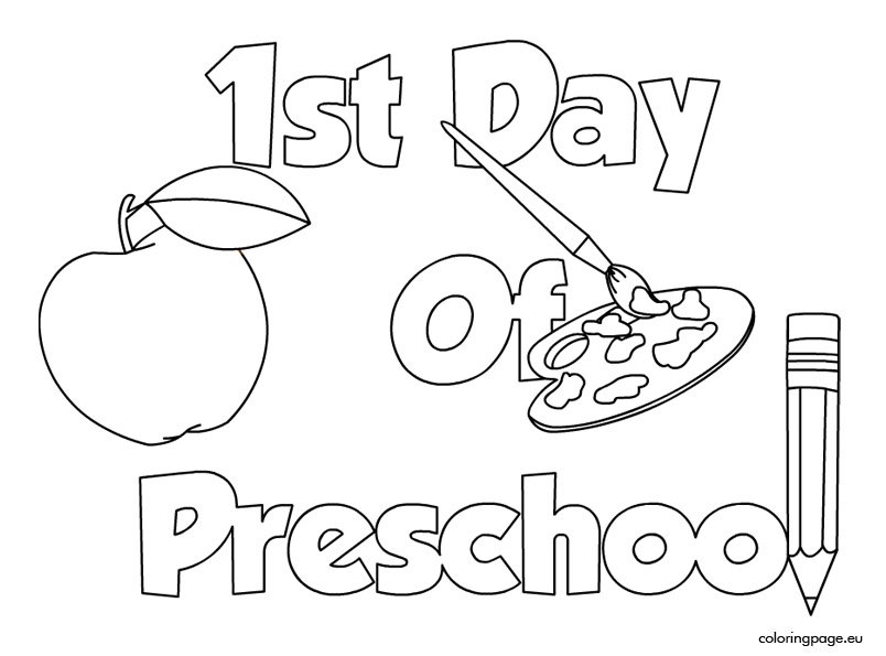 St day of preschool coloring page coloring page