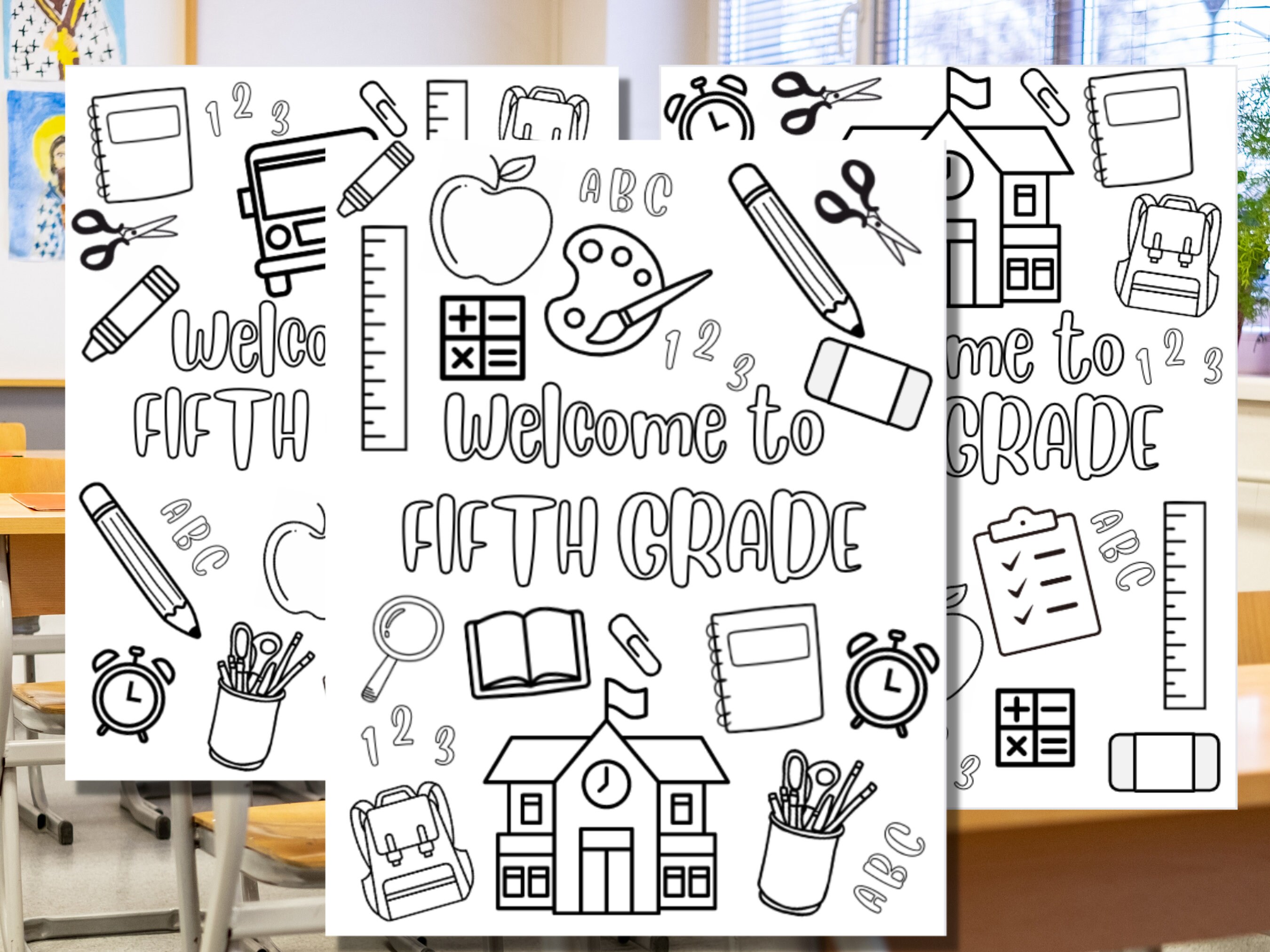 Wele to fifth grade coloring sheet open house first day of school digital download