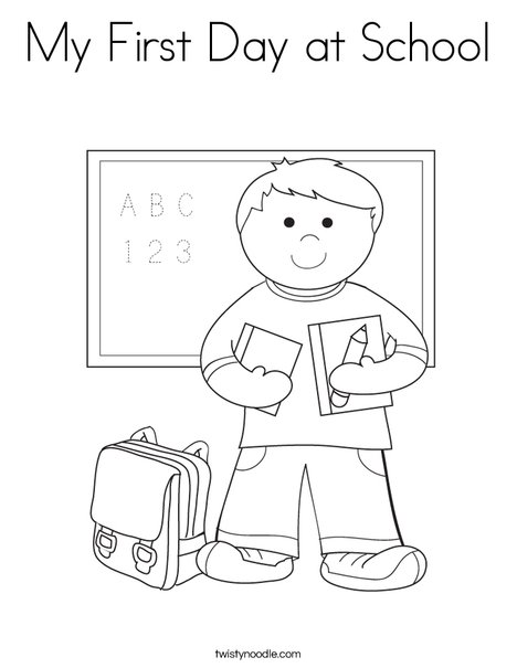 My first day at school coloring page