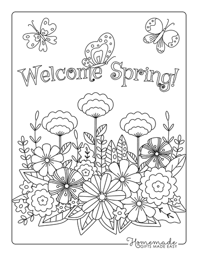 Free printable spring coloring pages for kids adults