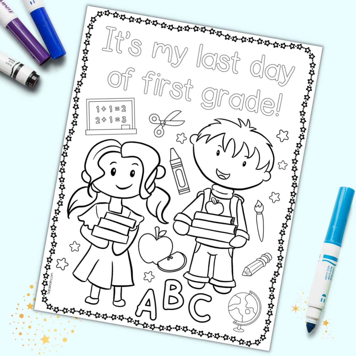 Free printable last day of first grade coloring page