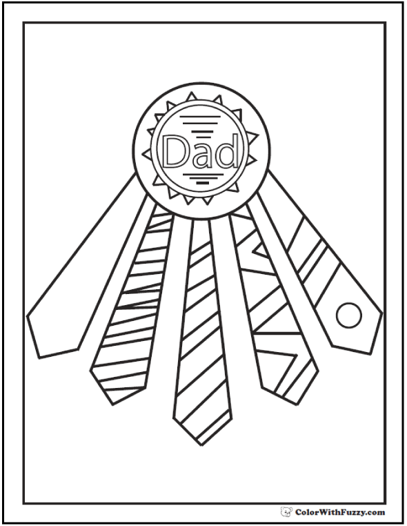 Tie award fathers day coloring pages