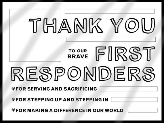 First responder appreciation card st responders coloring page printable pdf instant download heros essential workers thank you card