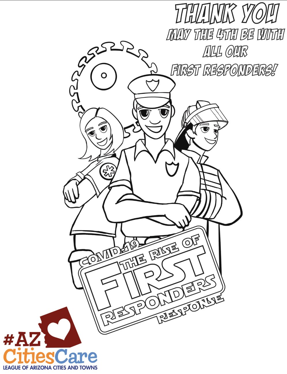 Arizona league on x were celebrating starwarsday with our new maythethbewithyou coloring sheet color our new page to brighten a firstresponders day âï tag ususe azcitiescare to have your masterpiece reposted more