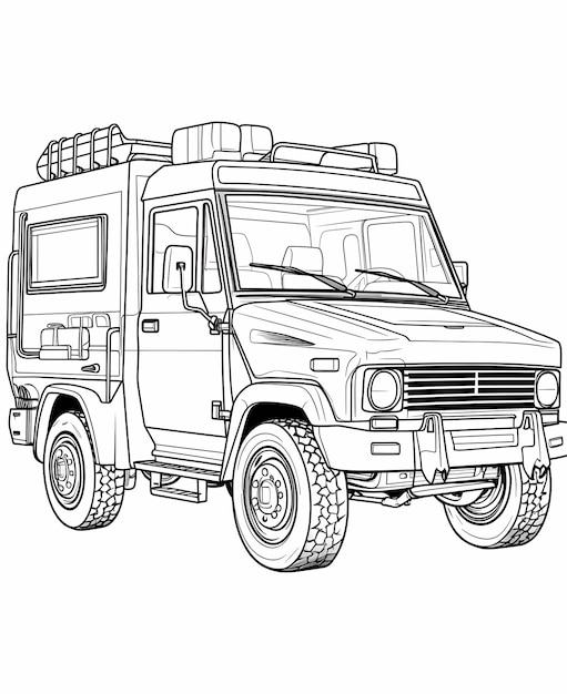 Premium ai image brave first responders easy ambulance coloring page for little artists