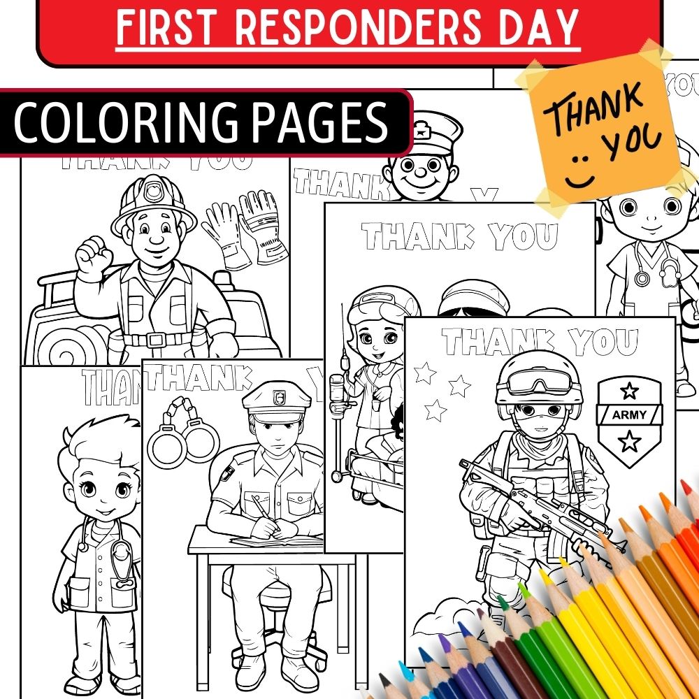 First responders day coloring pages thank you made by teachers