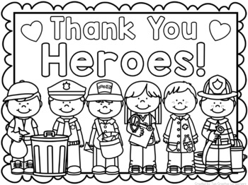 Thank you heroes coloring sheets cards by two creative co